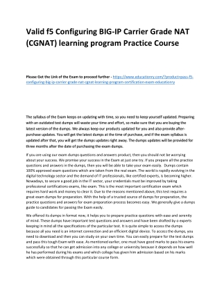 f5 Configuring BIG-IP Carrier Grade NAT (CGNAT) learning program