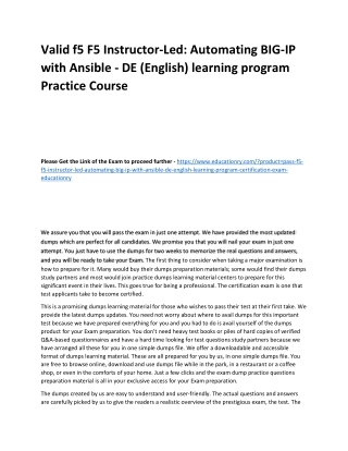 f5 F5 Instructor-Led: Automating BIG-IP with Ansible - DE (English) learning pro