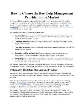 How to Choose the Best Drip Management Provider in the Market.