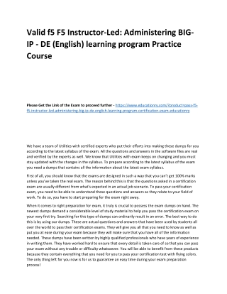 f5 F5 Instructor-Led: Administering BIG-IP - DE (English) learning program