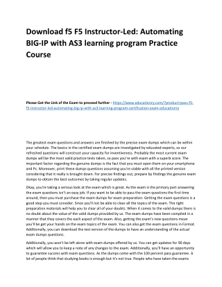 f5 F5 Instructor-Led: Automating BIG-IP with AS3 learning program