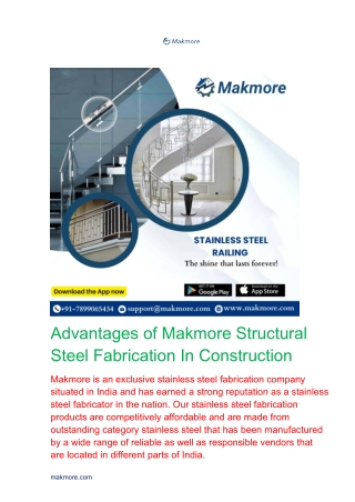 Advantages of Makmore Structural Steel Fabrication In Construction