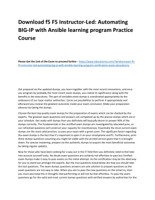 f5 F5 Instructor-Led: Automating BIG-IP with Ansible learning program