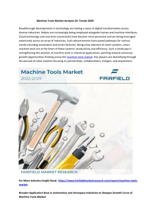 Machine Tools Market Demand and Forecast by 2029