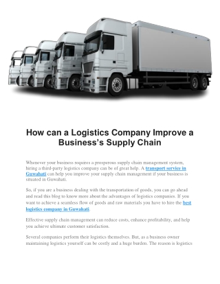 best logistics company in Guwahati