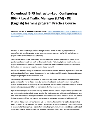 f5 F5 Instructor-Led: Configuring BIG-IP Local Traffic Manager (LTM) - DE