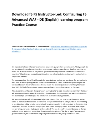 f5 F5 Instructor-Led: Configuring F5 Advanced WAF - DE (English) learning progra