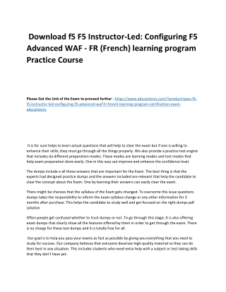 f5 F5 Instructor-Led: Configuring F5 Advanced WAF - FR (French) learning program