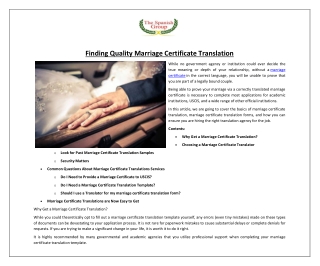 Finding Quality Marriage Certificate Translation