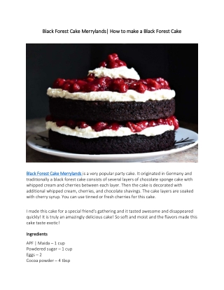 How to make a Black Forest Cake in Merrylands