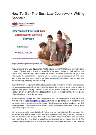 How To Get The Best Law Coursework Writing Service