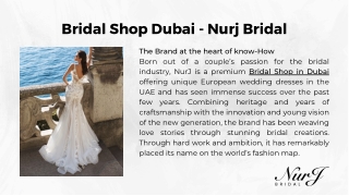 Bridal Shop Dubai - Nurj Bridal Dubai UAE