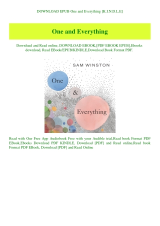 DOWNLOAD EPUB One and Everything [K.I.N.D.L.E]
