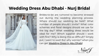 Wedding Dress Abu Dhabi - Nurj Bridal Dubai UAE