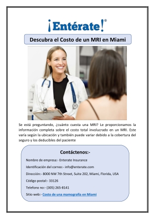 Descubra el Costo de un MRI en Miami