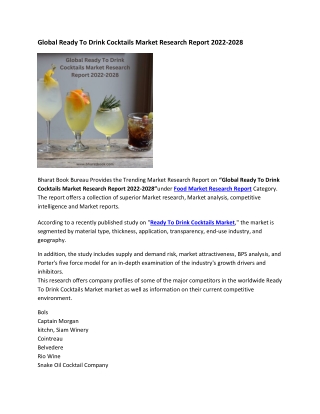 Global Ready To Drink Cocktails Market Research Report 2022-2028