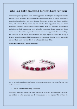 Why Is A Ruby Bracelet A Perfect Choice For You?