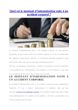 Montant d’indemnisation suite à un accident corporel : Tout savoir
