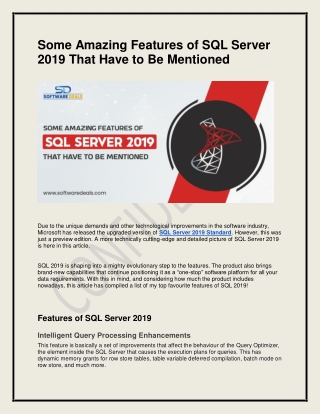 Some Amazing Features Of SQL Server 2019 That Have To Be Mentioned