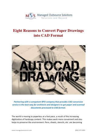 Eight Reasons to Convert Paper Drawings into CAD Format