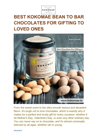 BEST KOKOMAE BEAN TO BAR CHOCOLATES FOR GIFTING TO LOVED ONES