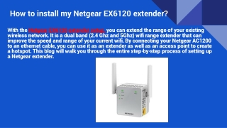 How to install my Netgear EX6120 extender_