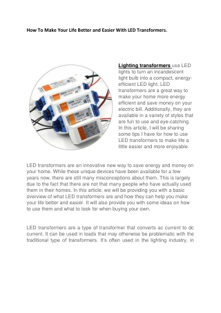 LED Transformer