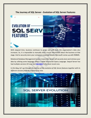 The Journey of SQL Server - Evolution of SQL Server Features