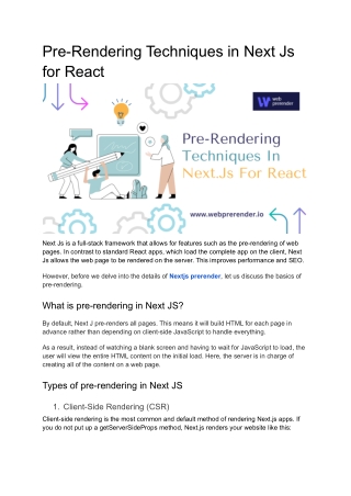 Pre-Rendering Techniques in Next Js for React