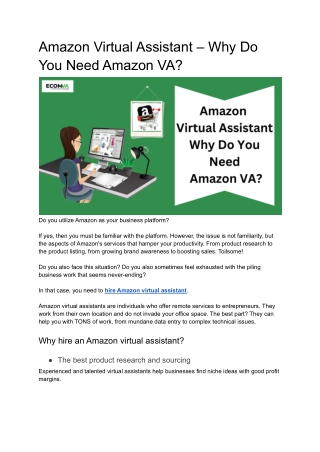 Amazon Virtual Assistant – Why Do You Need Amazon VA?