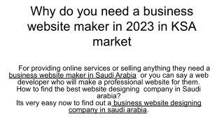 Why do you need a business website maker in 2023 in KSA market