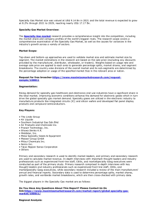 Global Industry Analysis and Forecast for Specialty Gas (2022-2029)
