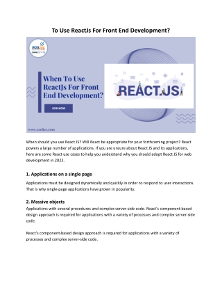 To Use ReactJs For Front End Development_