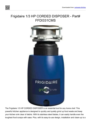 Frigidaire 1/3 HP CORDED DISPOSER - Part# FFDI331CMS