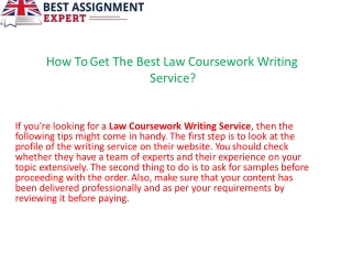 How To Get The Best Law Coursework Writing Service.