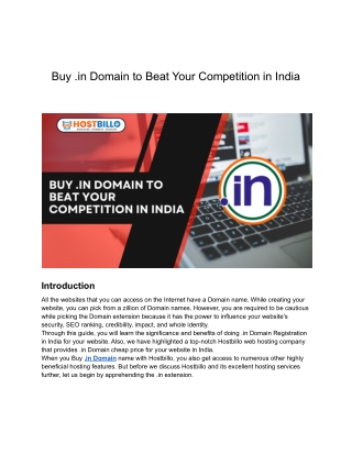 Buy .in Domain to Beat Your Competition in India