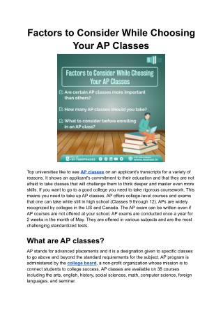 Factors to Consider While Choosing Your AP Classes