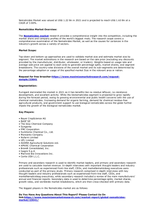 Global Industry Analysis and Forecast for Nematicides (2022-2029)