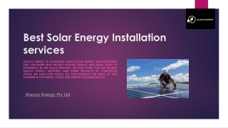 Best Solar Energy Installation services