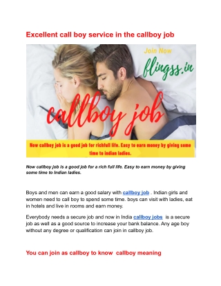 Excellent call boy service in the callboy job