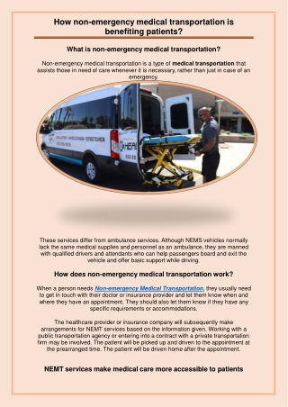 How non-emergency medical transportation is benefiting patients