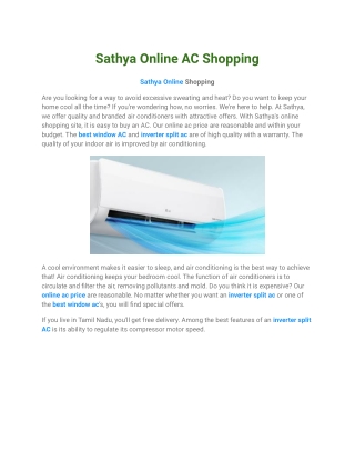 AC Online Shopping _ Sathya Online Shopping