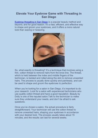Elevate Your Eyebrow Game with Threading in San Diego!