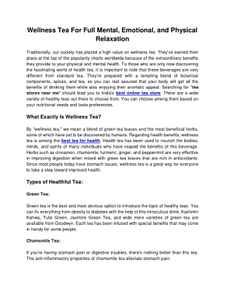 Wellness Tea_ For Full Mental, Emotional, and Physical Relaxation