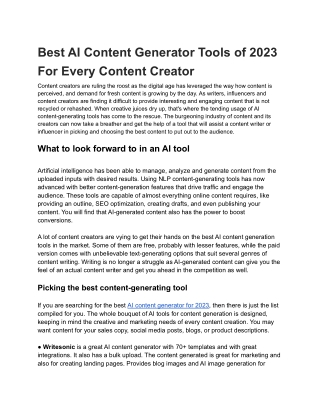 Best AI Content Generator Tools of 2023 For Every Content Creator