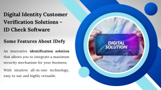 Digital Identity Customer Verification Solutions - Some Features About IDefy