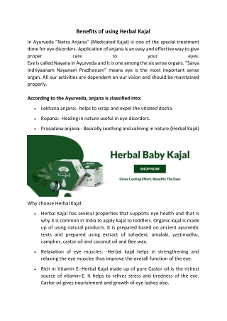 Benefits of using Herbal Kajal