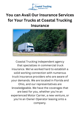 Get the Best Independent Coastal Trucking Insurance Agency
