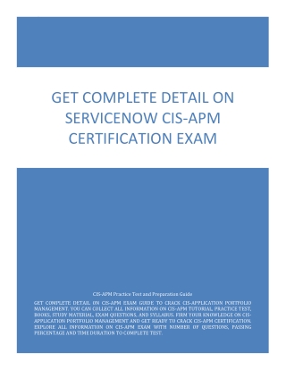 Get Complete Detail on ServiceNow CIS-APM Certification Exam