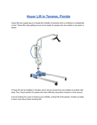 Hoyer Lift in Tavares, Florida